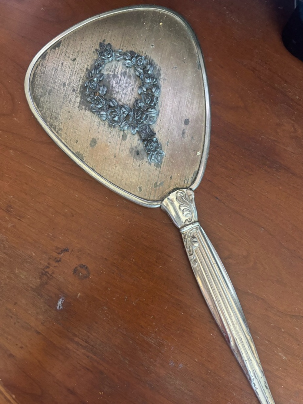 Vtg MATSON Old Hollywood Regency Antique Vanity Hand Mirror Sunflower 1940s 50s
